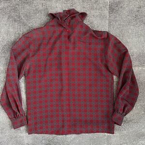 Women's Vintage 80's Pendleton Country Sophisticates Red High Neck Blouse Sz 8